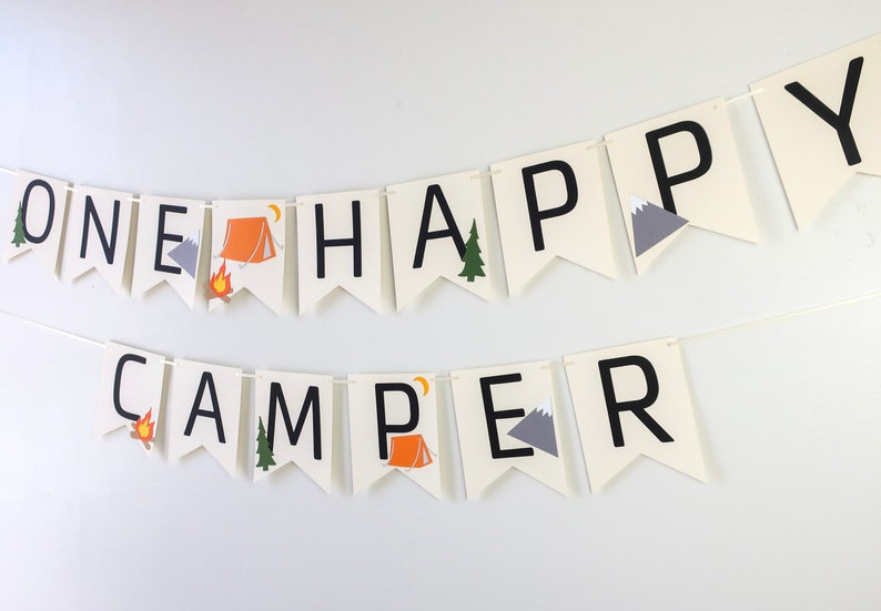 Little Explorer Banner Happy Camper Camp Party First Birthday Campfire Adventure Awaits Woodland One Happy Camper Camp Custom image 5