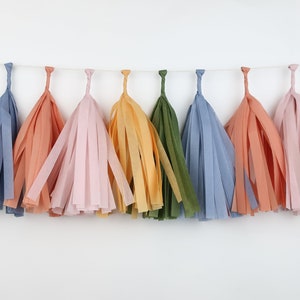 Wildflowers - Mini Tissue Paper Tassel Garland - First Birthday High Chair Garland - Boho Baby Girl Party Decor - Wildflower First Birthday
