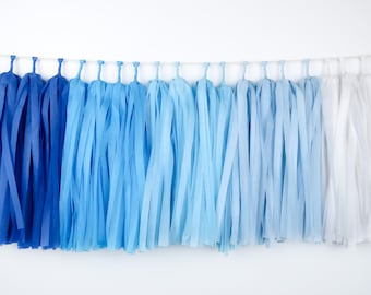 Blue Ombre Tassel Garland - Tassel Banner - Blue Birthday - Blue Nursery - Bachelorette Party - Baby boy - Baby shower - Shades of blue