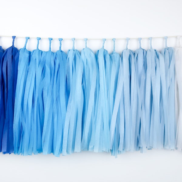 Blue Ombre Tassel Garland - Tassel Banner - Blue Birthday - Blue Nursery - Bachelorette Party - Baby boy - Baby shower - Shades of blue