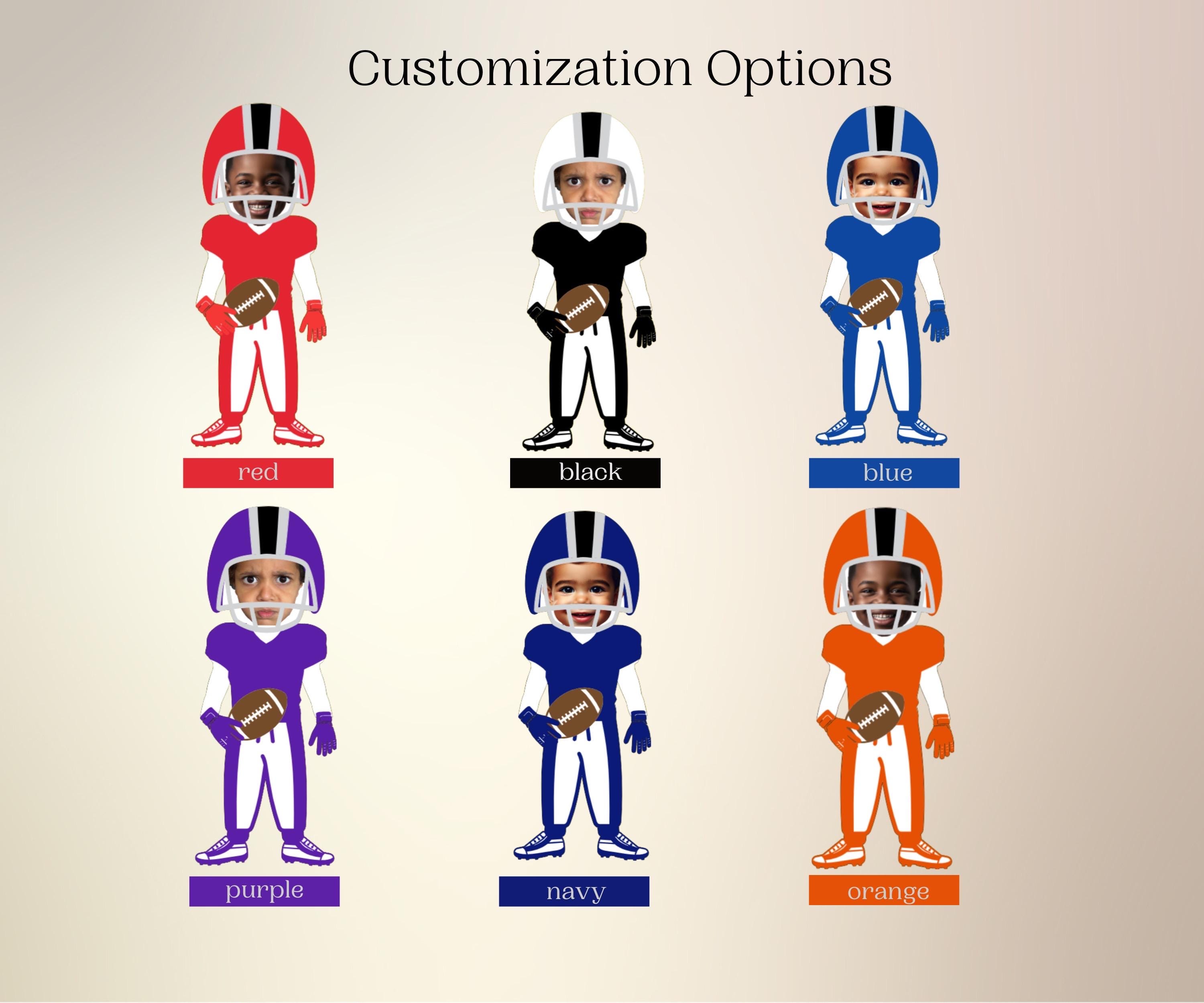 Football Custom Color Face Cupcake Toppers - Personalized Birthday ...