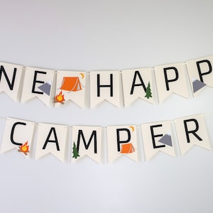 Little Explorer Banner Happy Camper Camp Party First Birthday Campfire Adventure Awaits Woodland One Happy Camper Camp Custom ONE HAPPY CAMPER