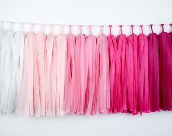 Pink Ombre Tassel Garland - Banner - Pink Birthday - Pink Nursery - Bachelorette Party - Baby girl - Baby shower - High Chair