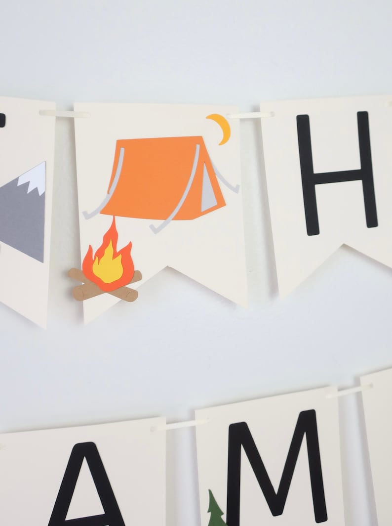 Little Explorer Banner Happy Camper Camp Party First Birthday Campfire Adventure Awaits Woodland One Happy Camper Camp Custom image 6