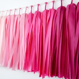 Pink Ombre Tassel Garland Banner Pink Birthday Pink Nursery Bachelorette Party Baby girl Baby shower High Chair image 4