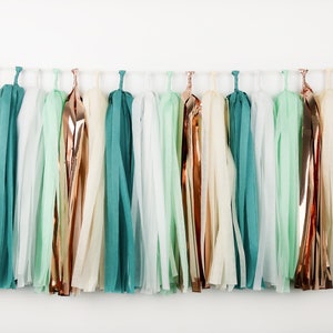 Sea Garden Tassel Garland - Tassel Banner - Mermaid - Birthday Party - Bridal - Wedding -  Blue - Rose Gold - Under the Sea