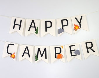 Little Explorer Banner - Happy Camper - Camp Party - First Birthday- Campfire - Adventure Awaits - Woodland - One Happy Camper - Camp Custom