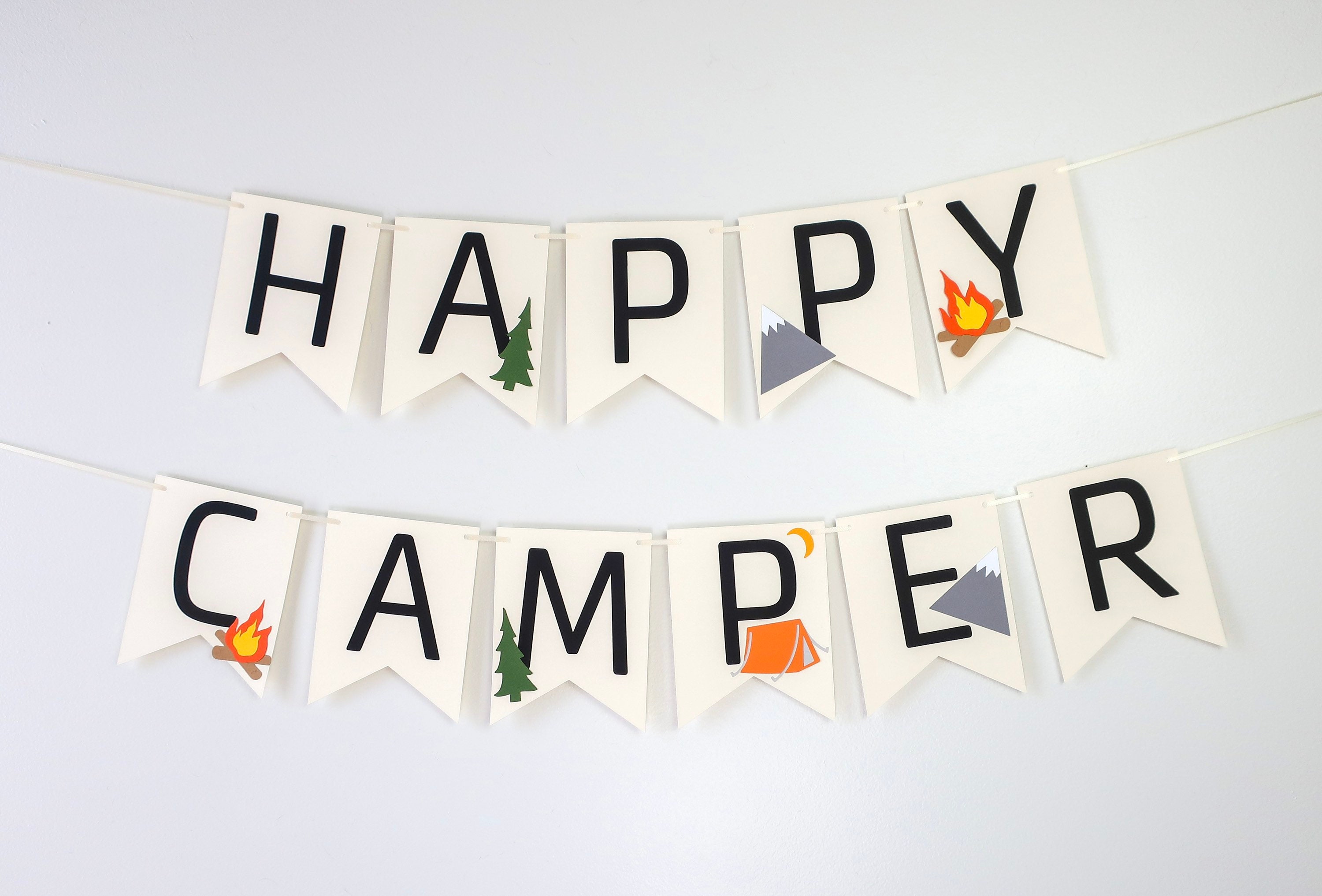 Happy Camper Flagge – 100% Polyester, 15 X 90 Cm, Für Garten, Party & Camping