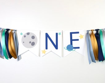 First Trip Around the Sun High Chair Banner - Two the Moon Birthday - Outer Space First Birthday - ONE or TWO Banner Decor