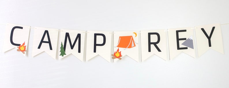 Little Explorer Banner Happy Camper Camp Party First Birthday Campfire Adventure Awaits Woodland One Happy Camper Camp Custom image 2