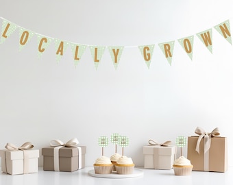 Locally Grown Baby Shower Banner Decoration - Plaid Baby Farmer’s Market Theme - Little Sprout Baby Shower - Fresh to the Farm Baby Sprinkle