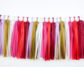 Moroccan Tassel Garland - Banner - Arabian - Party - Birthday - Bridal - Baby Shower - Red Pink - Gold - Wedding Decoration