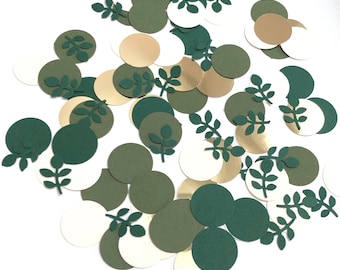 Green Gold Confetti [100 pieces] - Oh Baby - Eucalyptus Confetti - Greenery Confetti Succulent - Bridal Shower - Wedding - Birthday