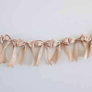 Satin Ribbon Bow Garland – Coquette Birthday Decor – She&#39;s Tying the Knot Bachelorette – Dainty Bow Baby Shower - Custom Ribbon Garland