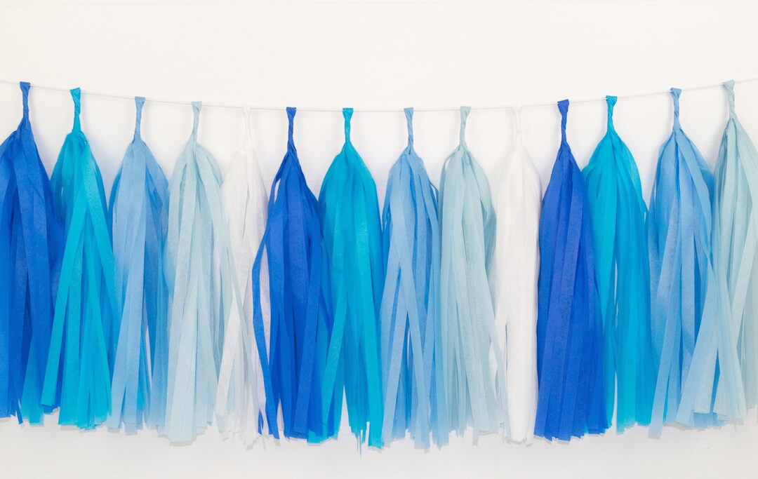 Shades of Blue Tassel Garland First Birthday Blue Ombré Blue Birthday