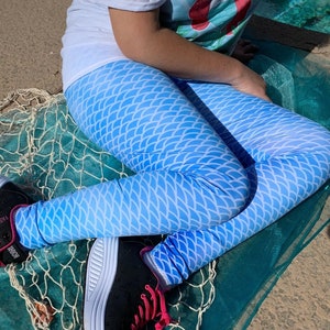 Mermaid Scale Leggings-Deep Blue-Mermaid Leggings-Mermaid Apparel-Mermaid Clothing