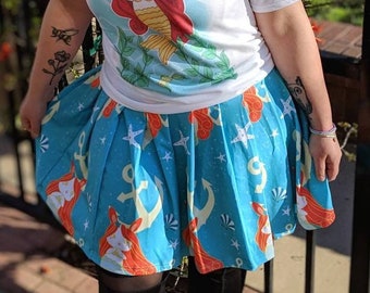 Kawaii Mermaid Bunny Plisserad Minikjol, Sjöjungfrukanin, Kawaii Kjol, Minikjol, Harajuku Mode, Sjöjungfrukanin, Kawaii Kläder, Blå Kjol