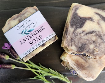 Sapone naturale alla lavanda, detergente corpo all'olio d'oliva e cocco, delicato sulla pelle grazie al processo a freddo.