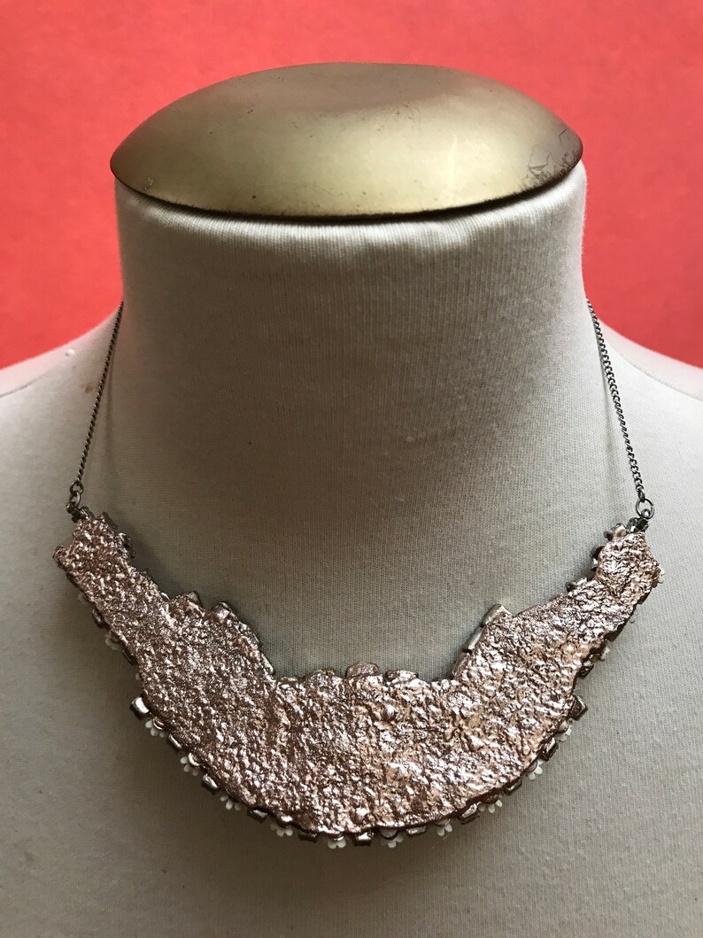 Vintage Collage Necklace Statement Necklace One Of A Kind Necklace Rhinestone Necklace Flower Necklace Darlene Mandel Jewelry