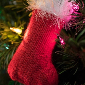 Hand Knitted Christmas Tree Ornament Stocking image 3