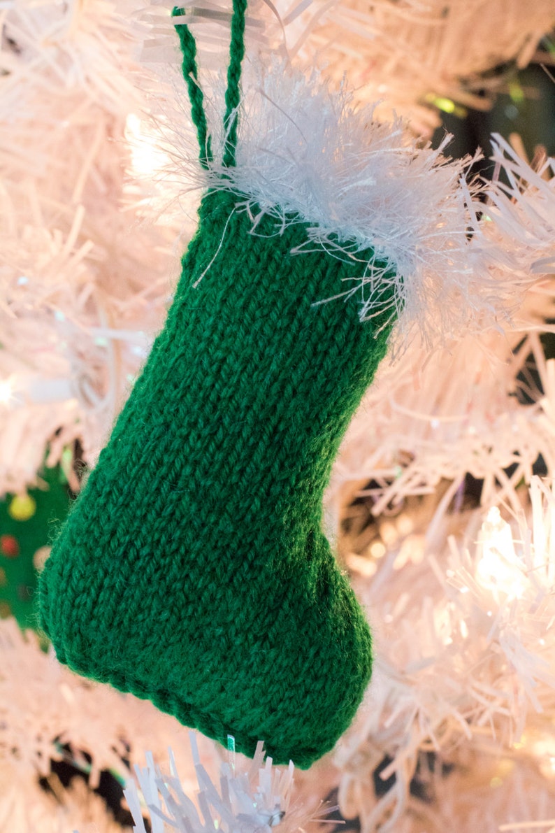 Hand Knitted Christmas Tree Ornament Stocking image 2