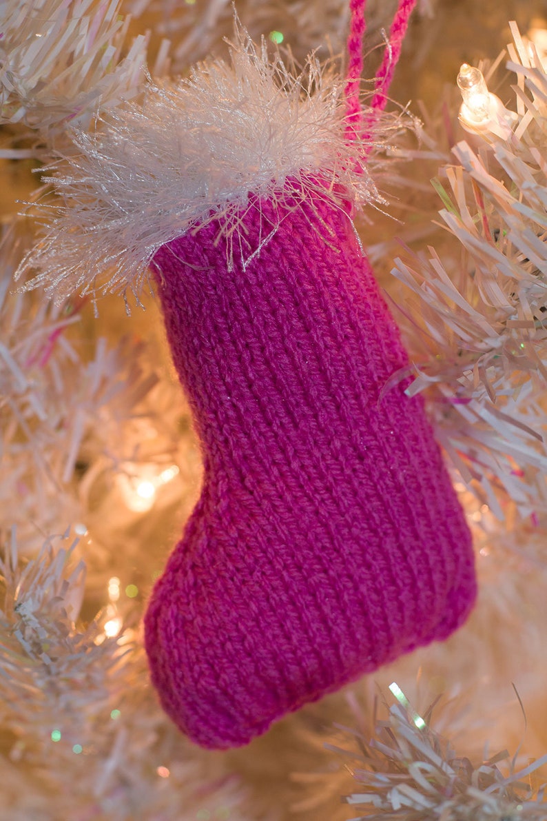 Hand Knitted Christmas Tree Ornament Stocking image 5