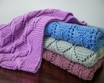 Hand Knit Baby Blanket - Baby Afghan