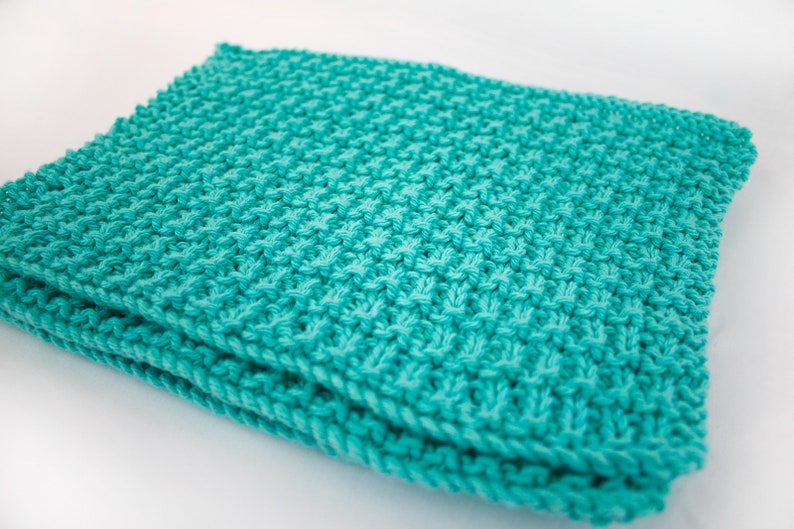 Hand Knit Dishcloth Set of 3 Sea Breeze image 7