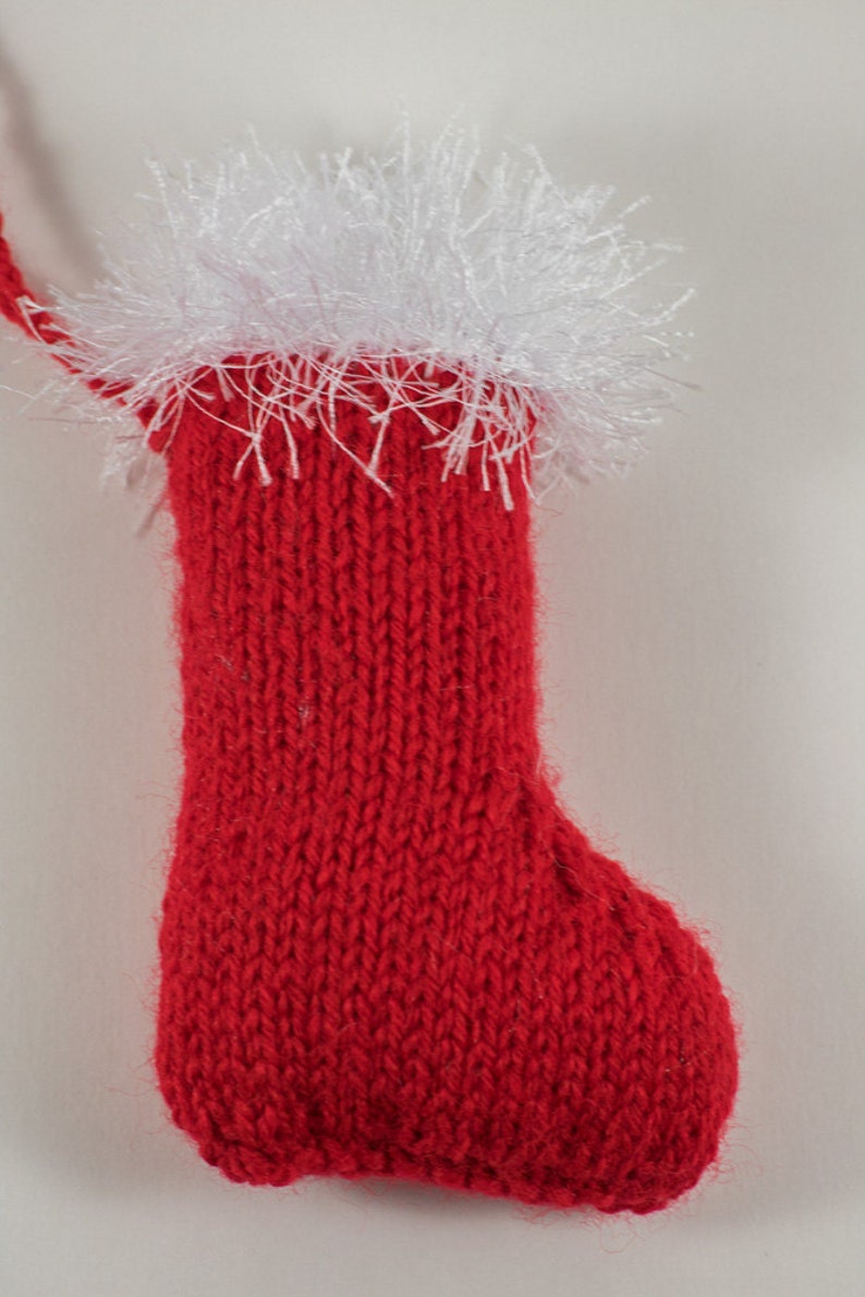 Hand Knitted Christmas Tree Ornament Stocking image 4