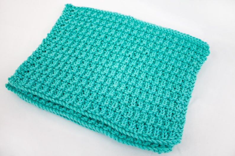 Hand Knit Dishcloth Set of 3 Sea Breeze image 3