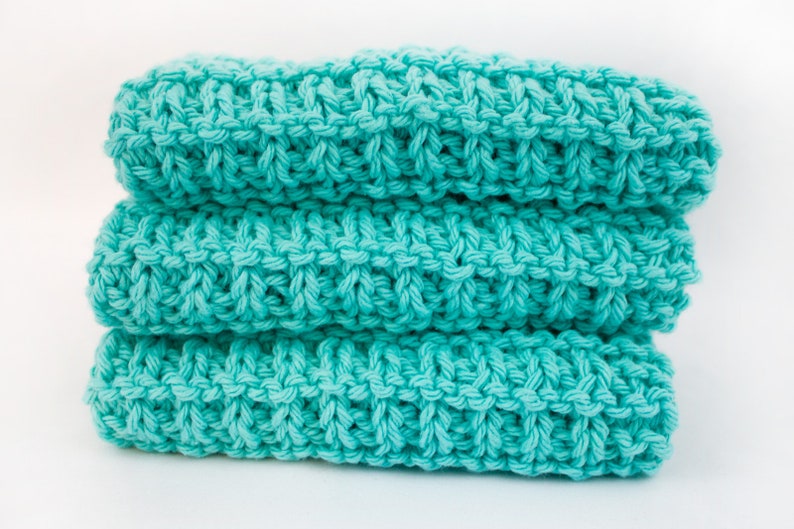 Hand Knit Dishcloth Set of 3 Sea Breeze image 6