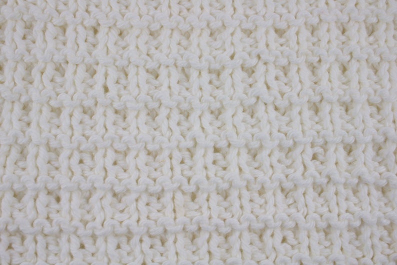 Hand Knit Dishcloth Set of 3 White image 3