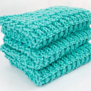 Hand Knit Dishcloth Set of 3 Sea Breeze image 1