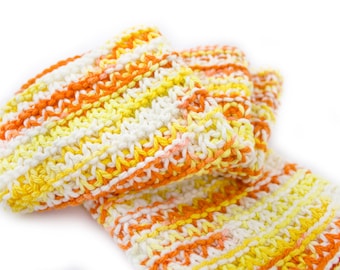 Hand Knit Dishcloth Set of 3 - Creamsicle