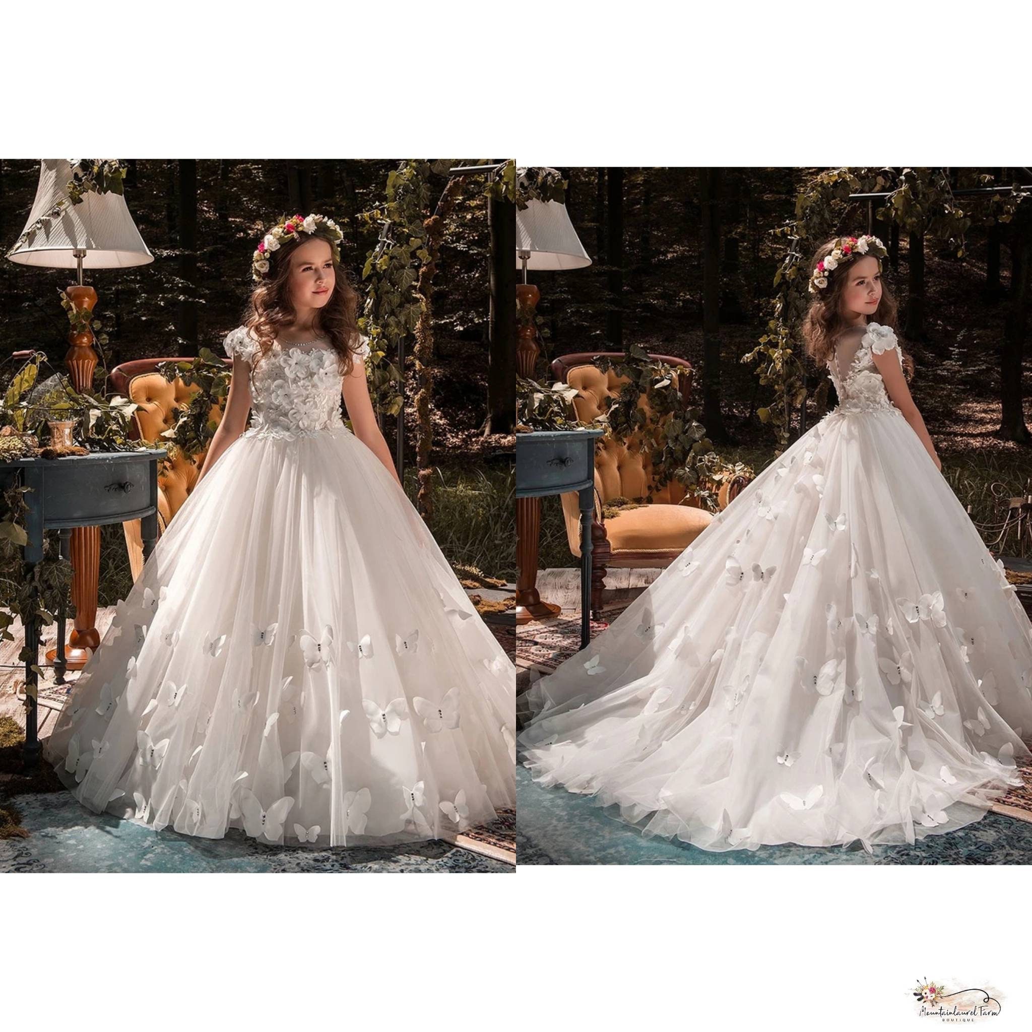 Wedding bridal flower girl children's girls dress gown Etsy