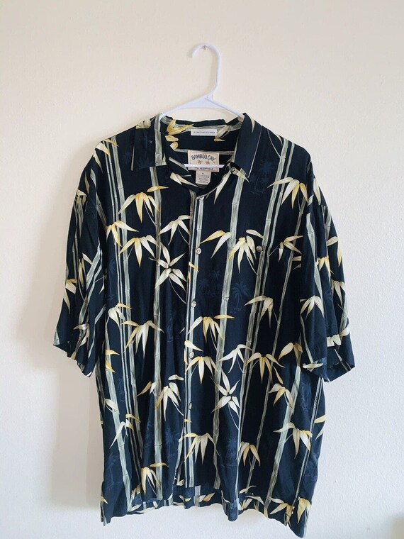 Bamboo Cay Shirt Mens XL Black Beige Viscose Rayo… - image 1