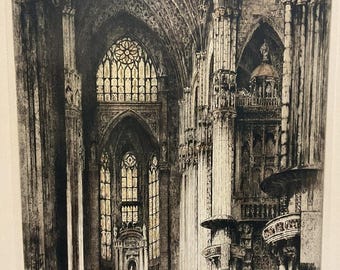Andrew Affleck Cathedral Print Etching Antique