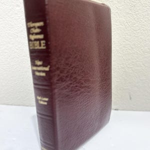 May include: A burgundy-colored Bible with gold lettering on the spine. The text reads "Thompson Chain Reference BIBLE" and "Red Letter Edition". The cover has a textured, leather-like appearance.