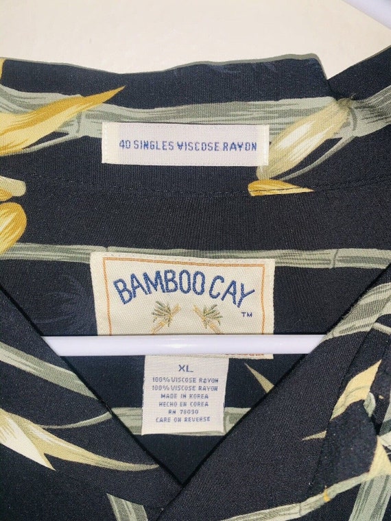 Bamboo Cay Shirt Mens XL Black Beige Viscose Rayo… - image 2