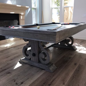 7ft or 8ft Weathered Gray Barnstable Pool Table with Dining Top