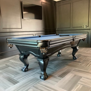 7ft or 8ft Poseidon Pool Table - Matte Black & Titan Blue Finish - Free Shipping and installation
