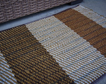 Handmade Rug, Woven Rag Rug, Brown Handmade Rag Rug, Country Farmhouse Decor, Handwoven Textile