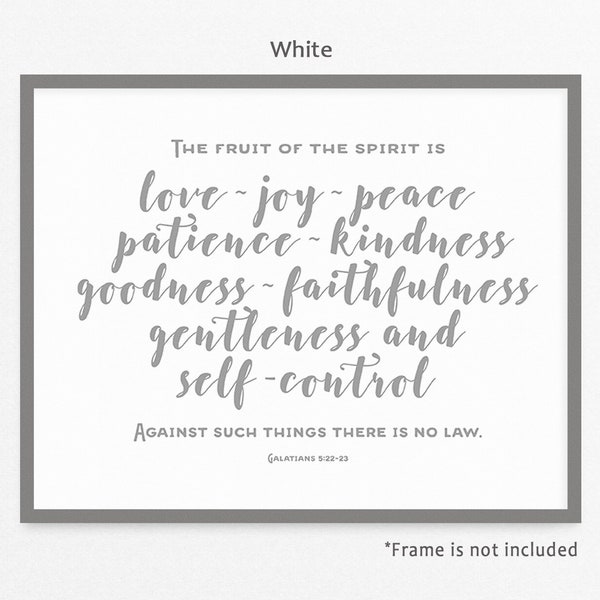 Fruit Of The Spirit Ready-To-Frame Art Print Poster, The fruit of the spirit is Love Joy Peace, Bible Verse, Galatians 5 Scripture