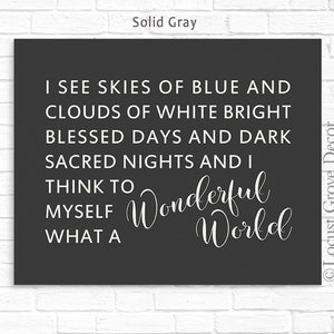 What A Wonderful World Metal Print, Louis Armstrong Song Lyric Wall Decor, Inspirational Wall Art, Nursery Decor, Home Gift Metal Picture