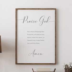 Doxology Mailed Print, Praise God From Whom All Blessings Flow Prayer, The Doxology Hymn Lyrics Wall Art, Multiple Colors & Framing Options