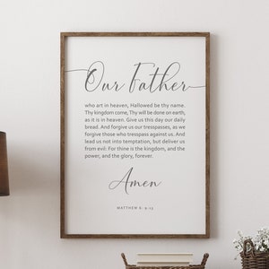 The Lord&#39;s Prayer Mailed Print Poster, Our Father Prayer, Matthew 6: 9-13 Bible Scripture Wall Art, Multiple Color and Framing Options