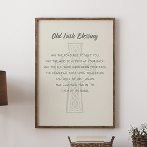 Old Irish Blessing inspirational art print poster with multiple color and frame options: May the road rise up to meet you...