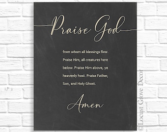 The Doxology Metal Print, Praise God From Whom All Blessings Flow Praise Hymn Lyrics Metal Sign Wall Art, Multiple Colors & Framing Options