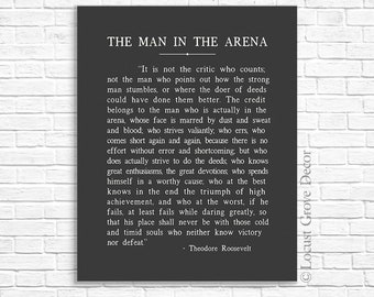 The Man In The Arena quote by Theodore Roosevelt Metal Print