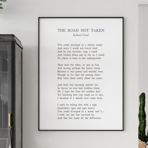 The Road Not Taken poem by Robert Frost art print poster with multiple color and framing options